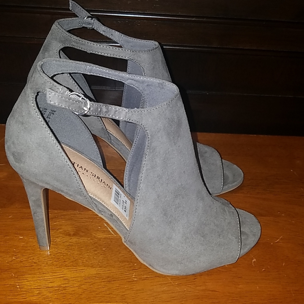 Grey Peep toe heels